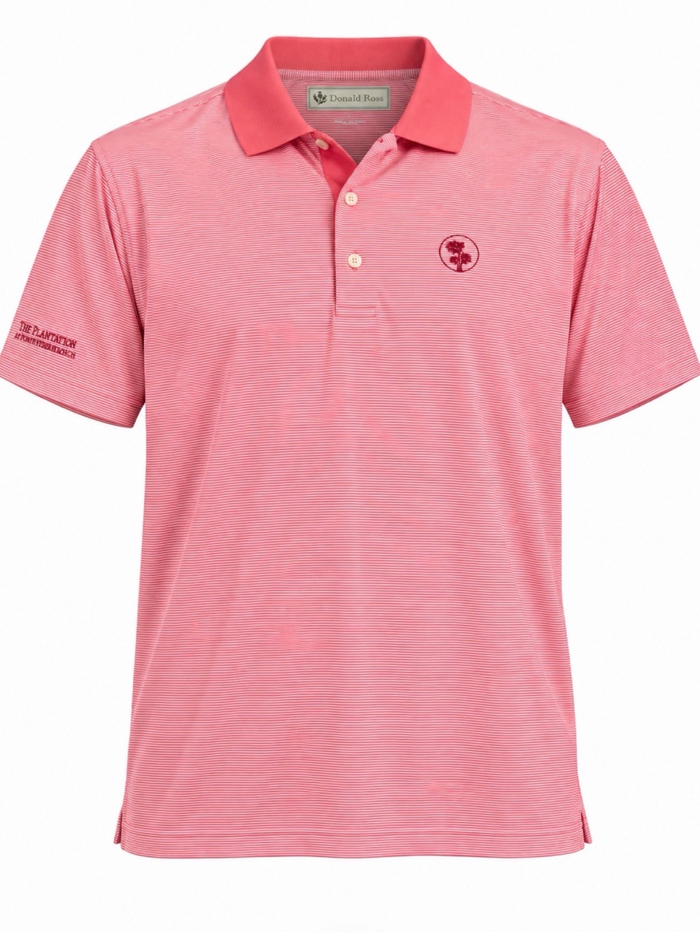 Donald Ross Men’s [Size] Coral Pink Microstripe Golf Polo Embroidered Club Logo